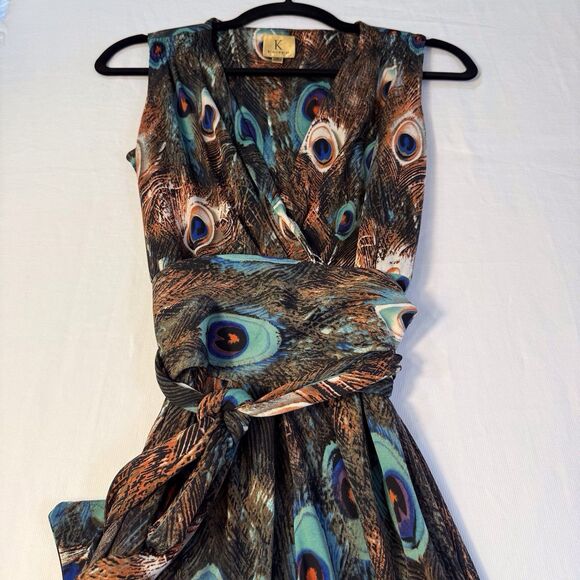 Kasper‎ Womens Sleeveless Maxi Dress Sz Small Peacock Tie Waist Stretch Wedding - Picture 15 of 16